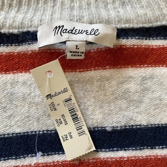 MADEWELL BNWT V-Neck Womens Sweater New Striped - Picture 9 of 11